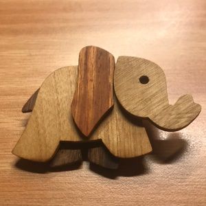 Unique Layered wood elephant brooch